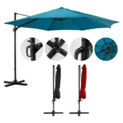 Sunfun Ampelschirm Florenz Blau, Durchmesser: 350 Cm