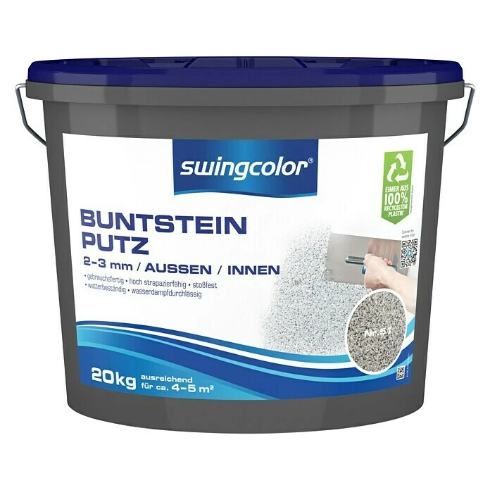 Swingcolor Buntsteinputz Farbton: Nr. 51, 20 Kg, Korngröße: 2 - 3 Mm 1 Swingcolor Buntsteinputz Farbton: Nr. 51, 20 Kg, Korngröße: 2 - 3 Mm