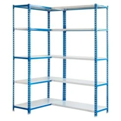 Simonrack Simonclick Metall-Eckregal Simoncorner L X B X H: 40 X 100 X 180 Cm, Traglast: 80 Kg/Boden, Anzahl Böden: 10 Stk., Stecken, Blau/Weiß