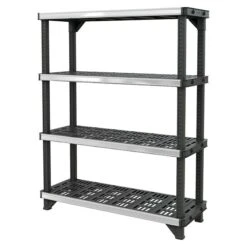 Kunststoffregal Fused L X B X H: 45,7 X 121,9 X 155,1 Cm, Traglast: 180 Kg/Boden, Anzahl Böden: 4 Stk., Stecken, Schwarz