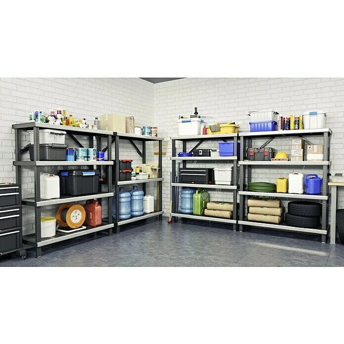 Kunststoffregal Fused L X B X H: 45,7 X 121,9 X 155,1 Cm, Traglast: 180 Kg/Boden, Anzahl Böden: 4 Stk., Stecken, Schwarz 2 Kunststoffregal Fused L X B X H: 45,7 X 121,9 X 155,1 Cm, Traglast: 180 Kg/Boden, Anzahl Böden: 4 Stk., Stecken, Schwarz – Bild 2