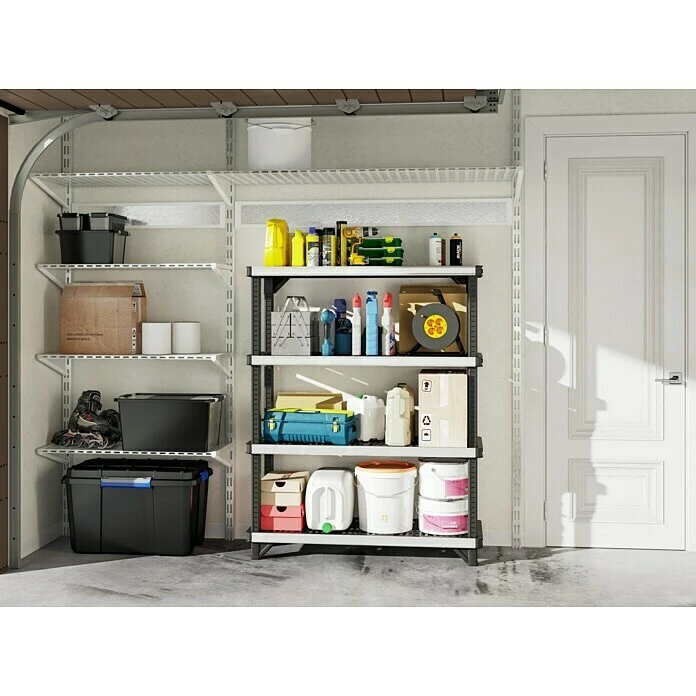 Kunststoffregal Fused L X B X H: 45,7 X 121,9 X 155,1 Cm, Traglast: 180 Kg/Boden, Anzahl Böden: 4 Stk., Stecken, Schwarz 4 Kunststoffregal Fused L X B X H: 45,7 X 121,9 X 155,1 Cm, Traglast: 180 Kg/Boden, Anzahl Böden: 4 Stk., Stecken, Schwarz – Bild 4