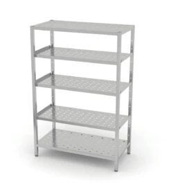 Edelstahl Gastro-Lagerregal Mit 5 Verstellbaren (perforierten) Ablagefächern | AISI 430 Qualität | HxBxT 180x140x40 -Westwing Shop 79acc03a 029a 4407 8a3b 29ff342d826e