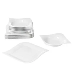 Kombiservice Harmony 30-teilig Eckig Porzellan Für 6 Personen Weiß Geschwungene Kanten -Westwing Shop a0326833 6a02 4f48 adf3 77df4e2c1af8