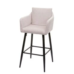 Barhocker HWC-H93, Barstuhl Tresenhocker, Fußablage Metall ~ Stoff/Textil Hellgrau -Westwing Shop ecd362f9 79a1 4f10 950d 9ec428da9b11