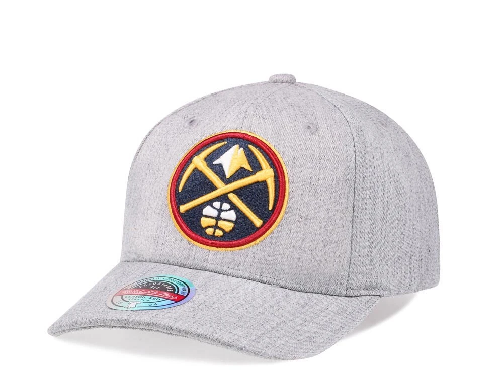 Mitchell & Ness Denver Nuggets Heather Gray Red Line Solid Flex Snapback Cap 1 Mitchell & Ness Denver Nuggets Heather Gray Red Line Solid Flex Snapback Cap