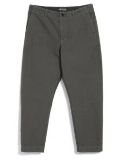TRYGVE | Wide Cut Cropped Trousers | Green Grey